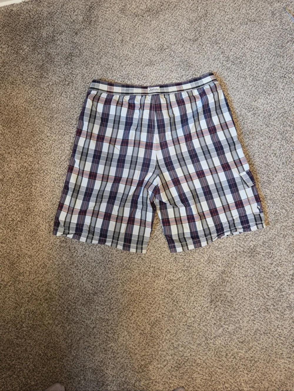 Polo by Ralph Lauren Plaid Cargo Shorts - Navy, White & Red Lg Grandpacore Golf